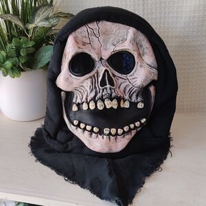 Hooded Spooky Halloween Skull Face Mask, Youth Size